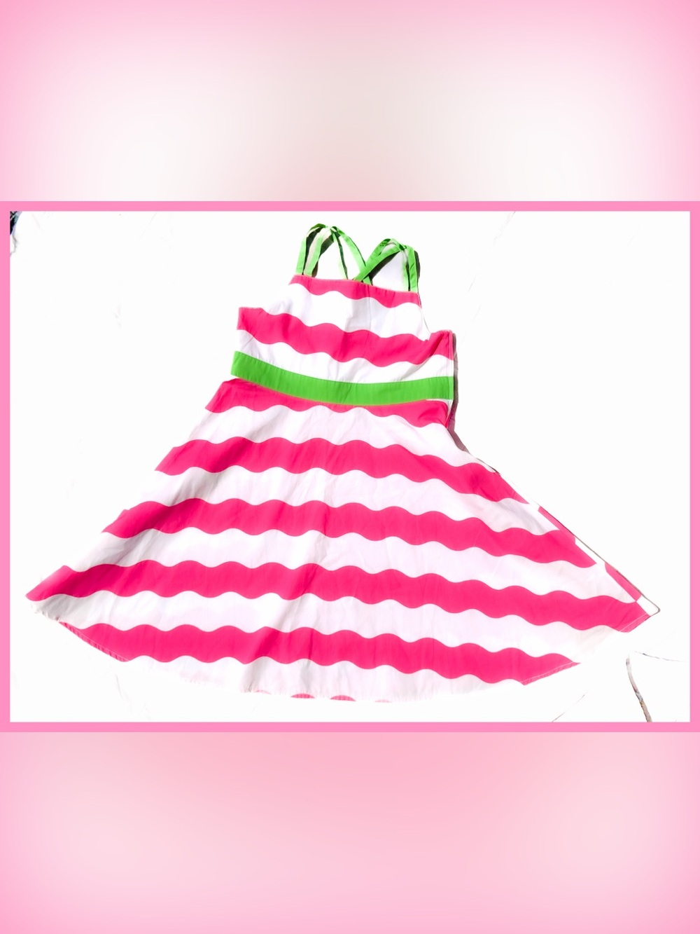 NWoT Gymboree Island Lily Pink White Green Wavy Stripe Sundress Dress Portrait 6